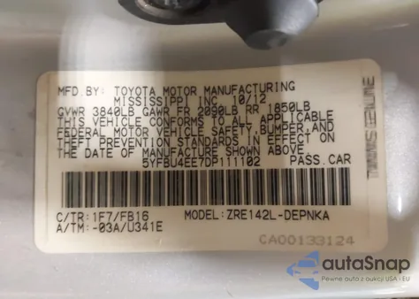 2013 Toyota Corolla Le from USA, damaged, VIN 5YFBU4EE7DP111102